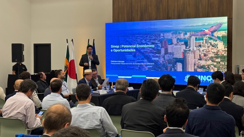 Comitiva japonesa em Sinop durante agenda institucional sobre investimentos e oportunidades econômicas